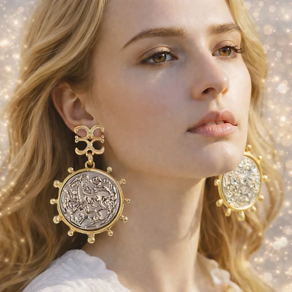 Luxe Mixed Metal Large Statement Pendant Earrings!